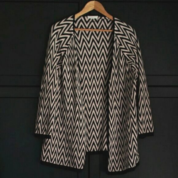 Windsmoor | Cotton/Wool Black and White Open Cardigan - Picture 1 of 4